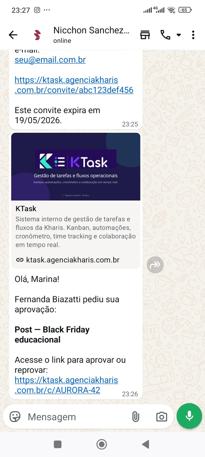 Notificação WhatsApp real via Evolution API — cliente recebe alerta no celular sem precisar abrir o sistema. Fallback silencioso garante que cadeia de automação nunca trava por instância caída.