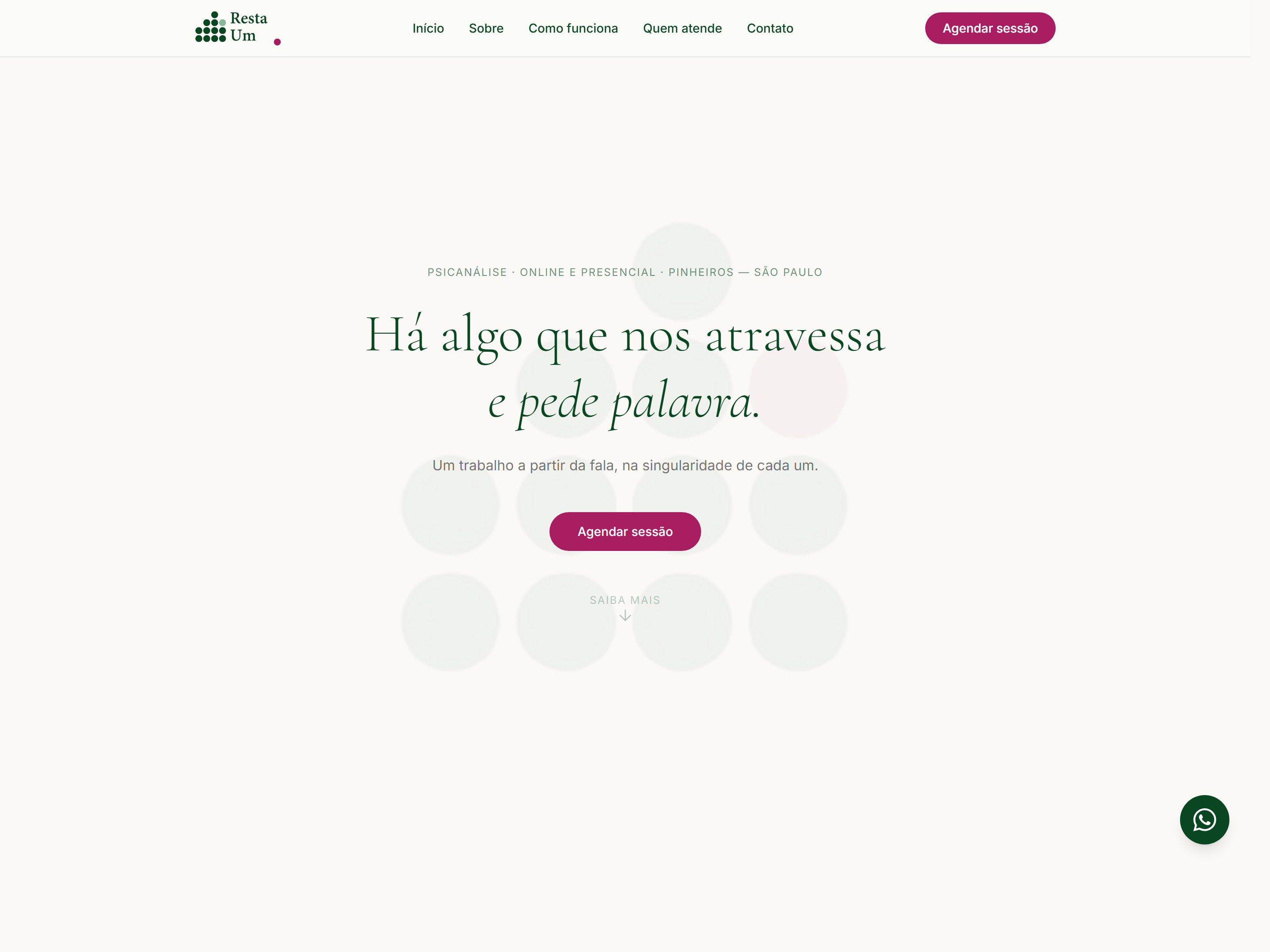 Capa do projeto Resta Um Psicanálise
